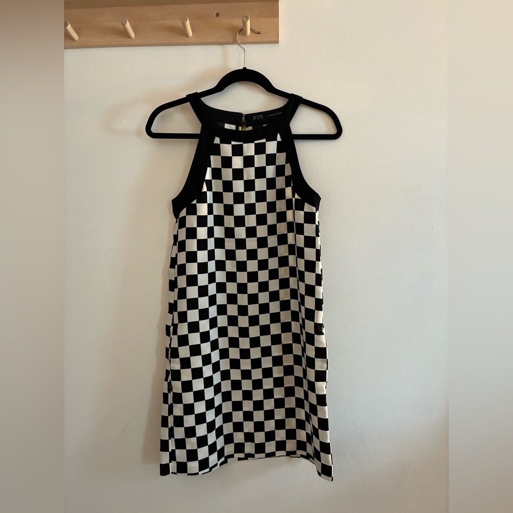 Zara Black and White Checkerboard Mini Dress